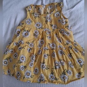 Yellow Daisy Tiered Sundress 100% Linen 4T-6T